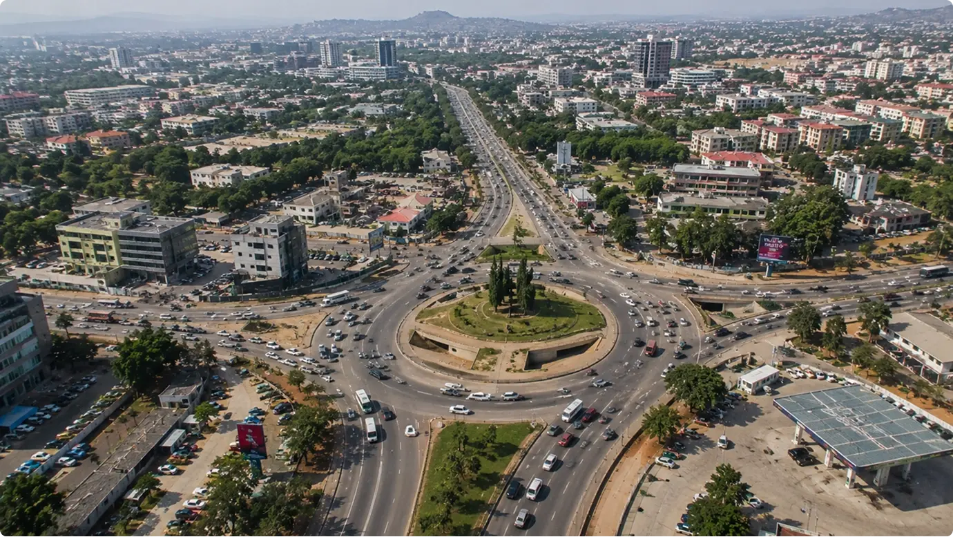 Aerial view of a major Abuja interchange near Wuse
